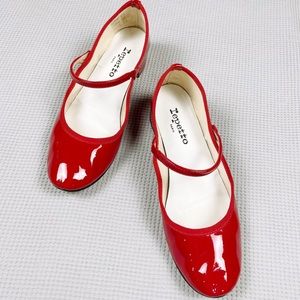 Pre-owned Repetto Rose Mary Janes Patent Leather Heels Red 38.5 - 7.5 US